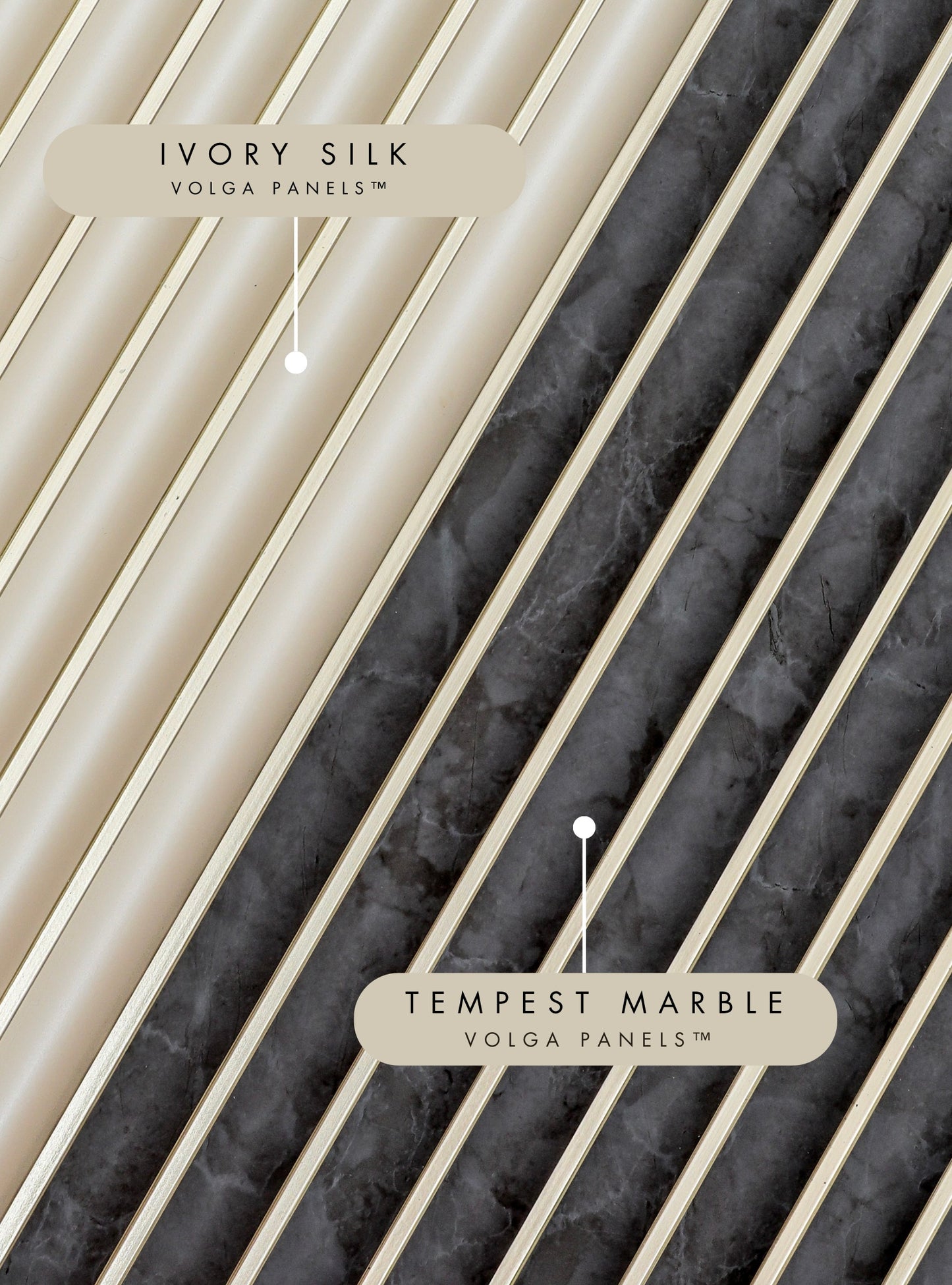 Tempest Marble Fluted Slat Wall Panel - Volga Panels™ (Moisture-proof)