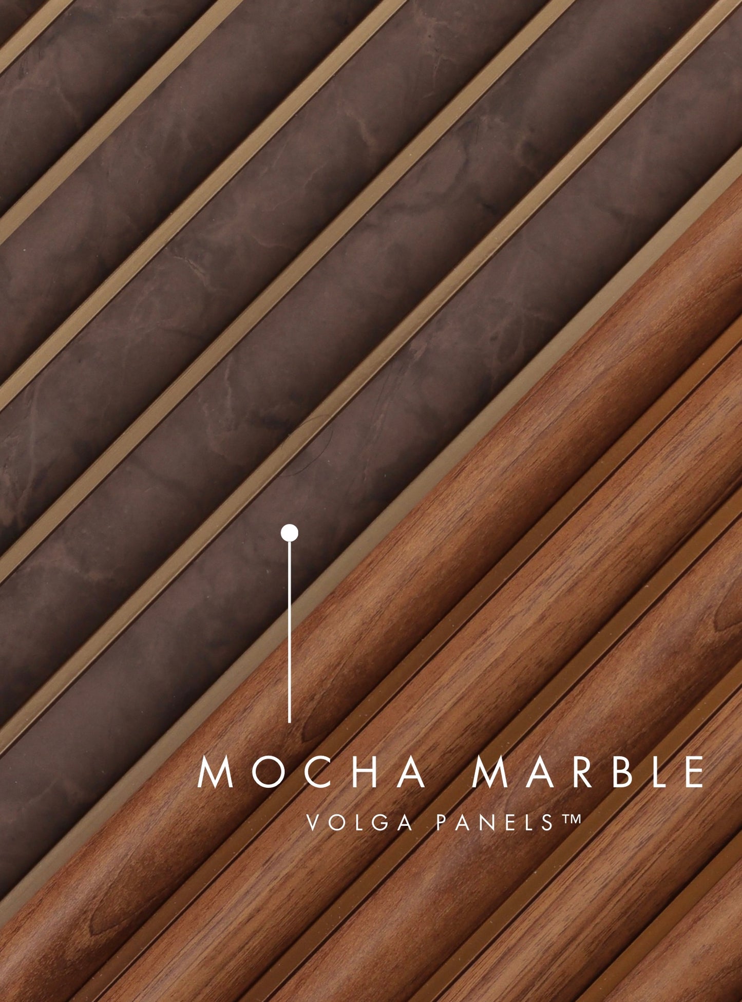 Mocha Marble Fluted Slat Wall Panel - Volga Panels™ (Moisture-proof)