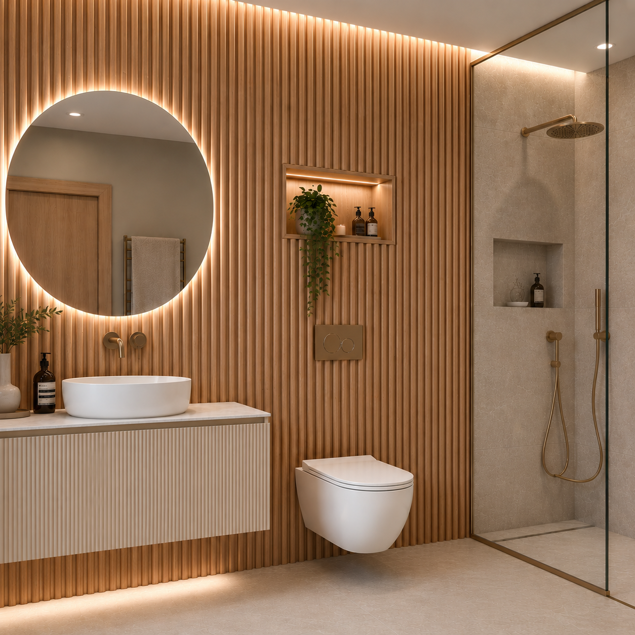 Natural Oak Fluted Slat Wall Panel - Volga Panels™ (Moisture-proof)