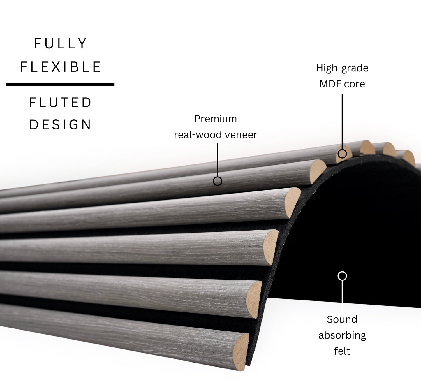 Grey Oak Flexi Fluted Acoustic - Volga Panels™