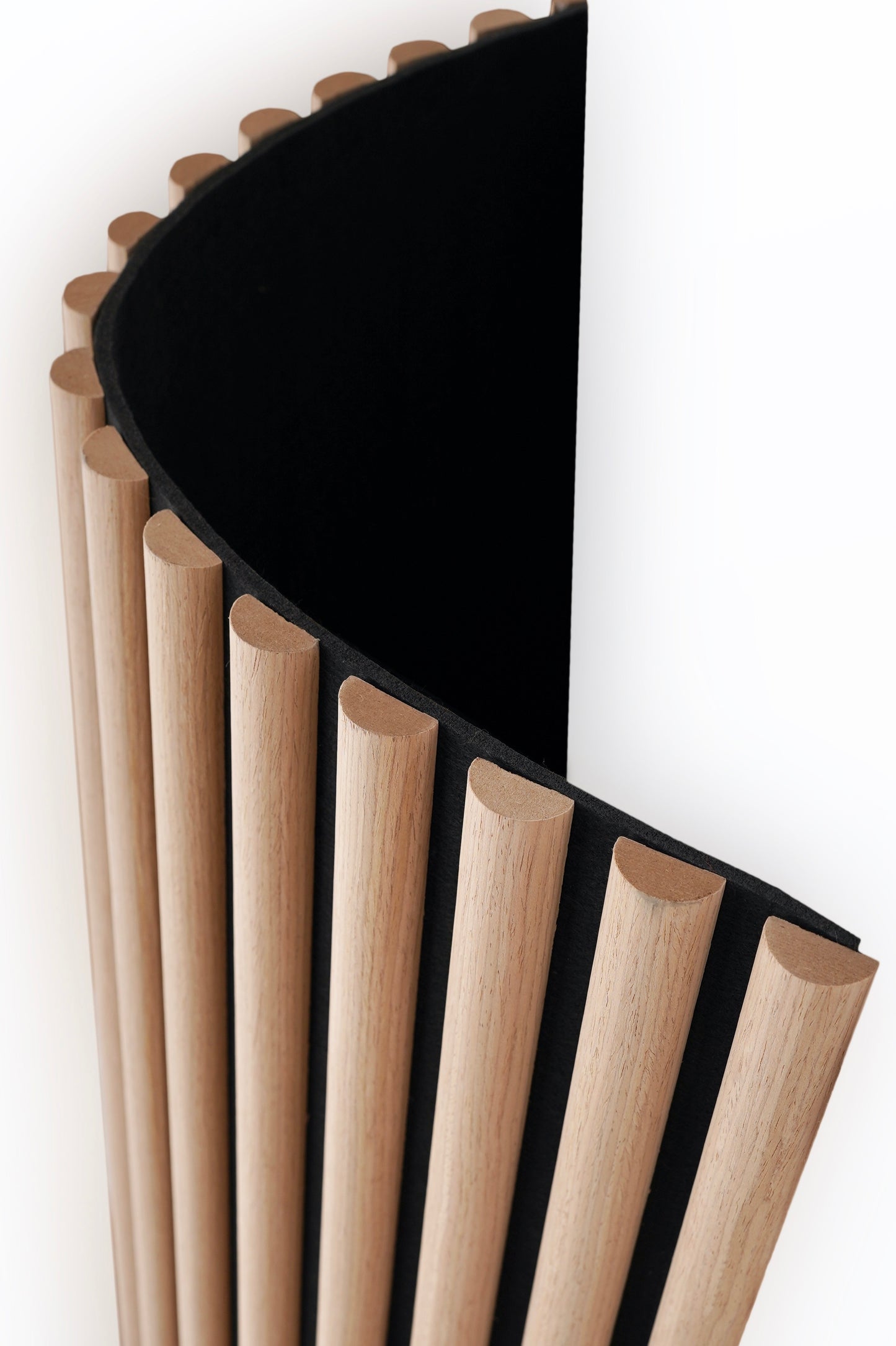 Natural Oak on Black Flexi Fluted Acoustic - Volga Panels™